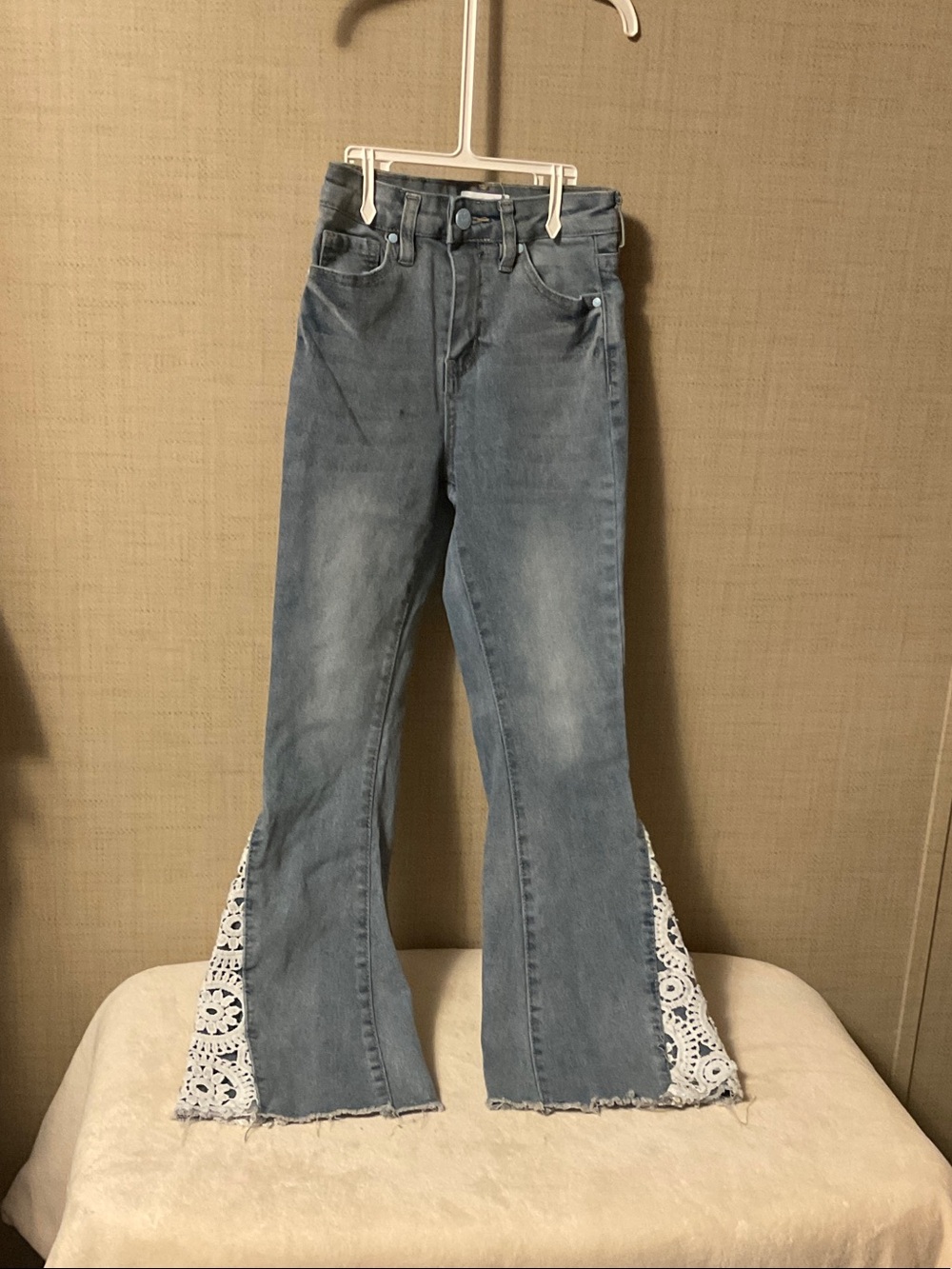 YMI Light Blue Flared Kids Jeans with White Lace Insets